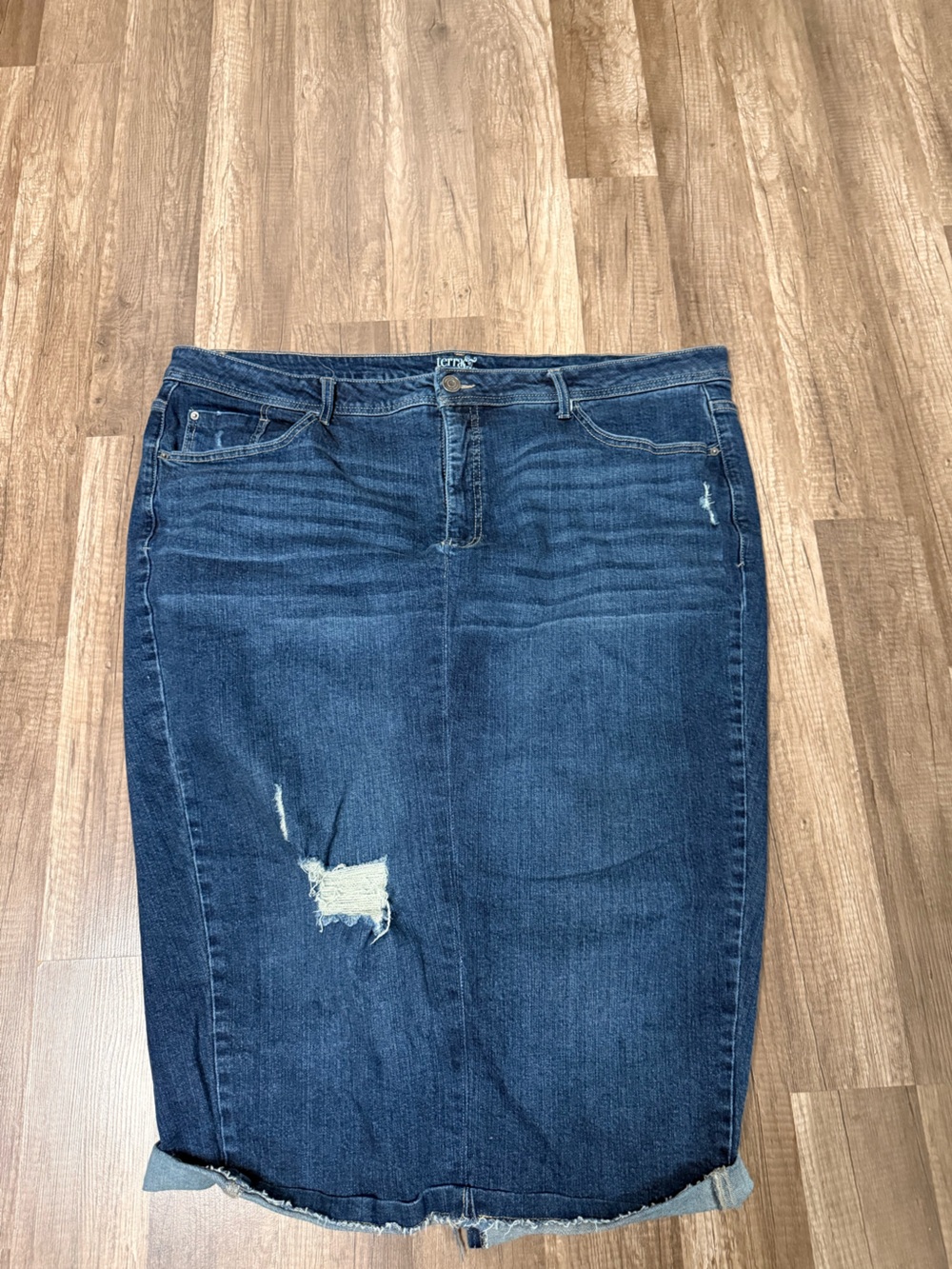 Terra & Sky Dark Blue Distressed Denim Skirt Set